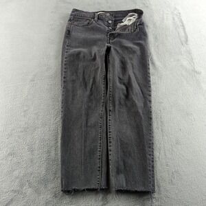 Levis Wedgie Straight Jeans Womens 29x26 Black Faded Button Fly Big E Premium